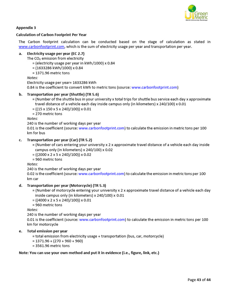 Annual Carbon Footprint Calculation | PDF | Business | Teaching Methods ...