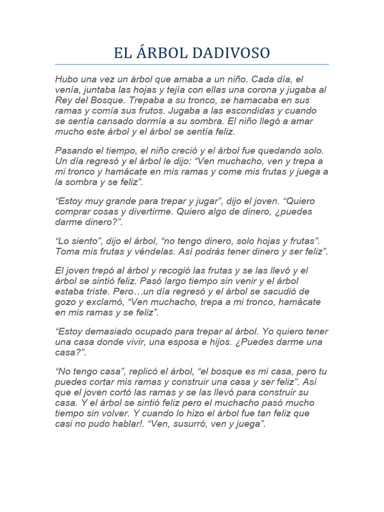 El Árbol Dadivoso | PDF | Arboles