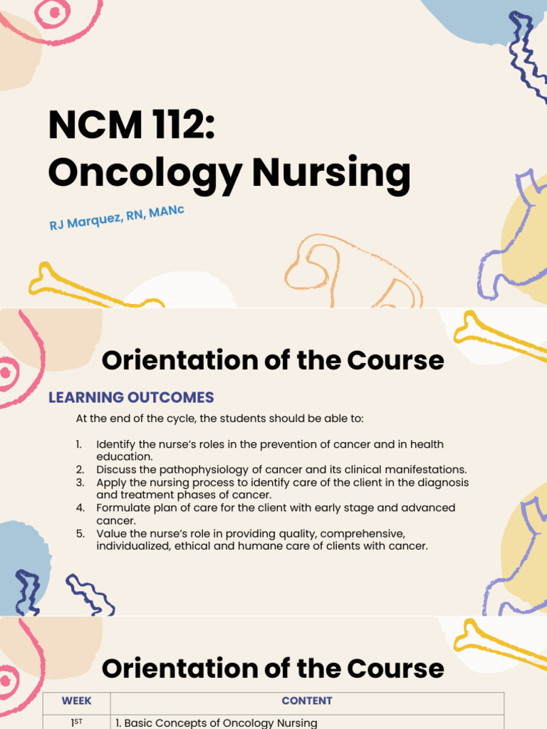 Oncology Nursing Lecture Week 1-6 | PDF | Cancer | Chemotherapy