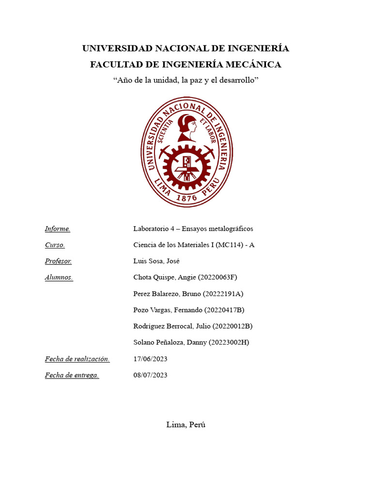Informe 4 | PDF | Acero | Microestructura