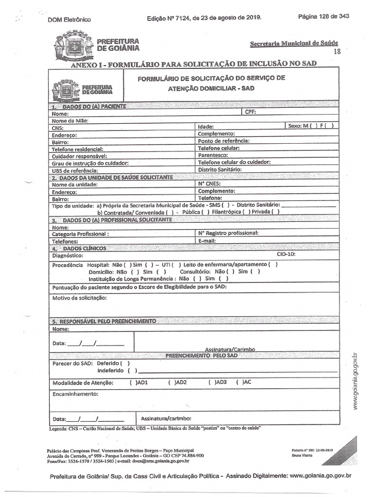 Formularios para Solicitação de Sad | PDF