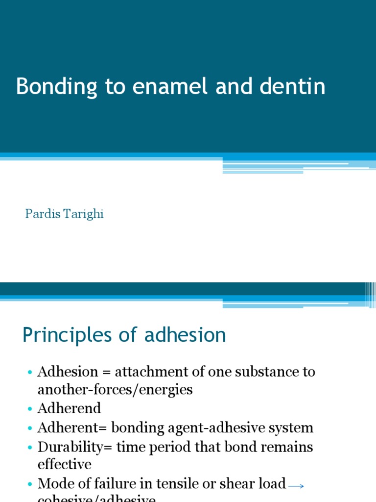 Bonding To Enamel and Dentin PDF Dentin Tooth Enamel