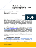 Carta Abierta La UE Debe Defender Los Derechos Humanos. Los Defensores Piden Una CSDDD Centrada en Los Derechos Humanos Diciembre 2023