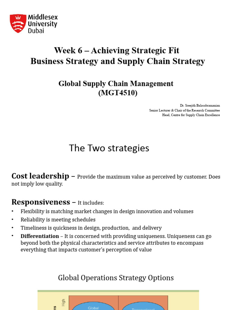 Achieving Strategic Fit in Supply Chains | PDF | Supply Chain ...
