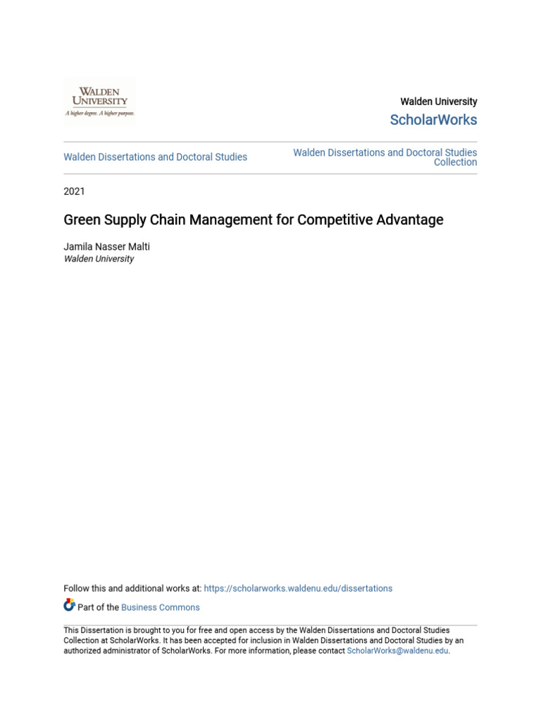 Green Supply Chain Management For Competitive Advantage | PDF