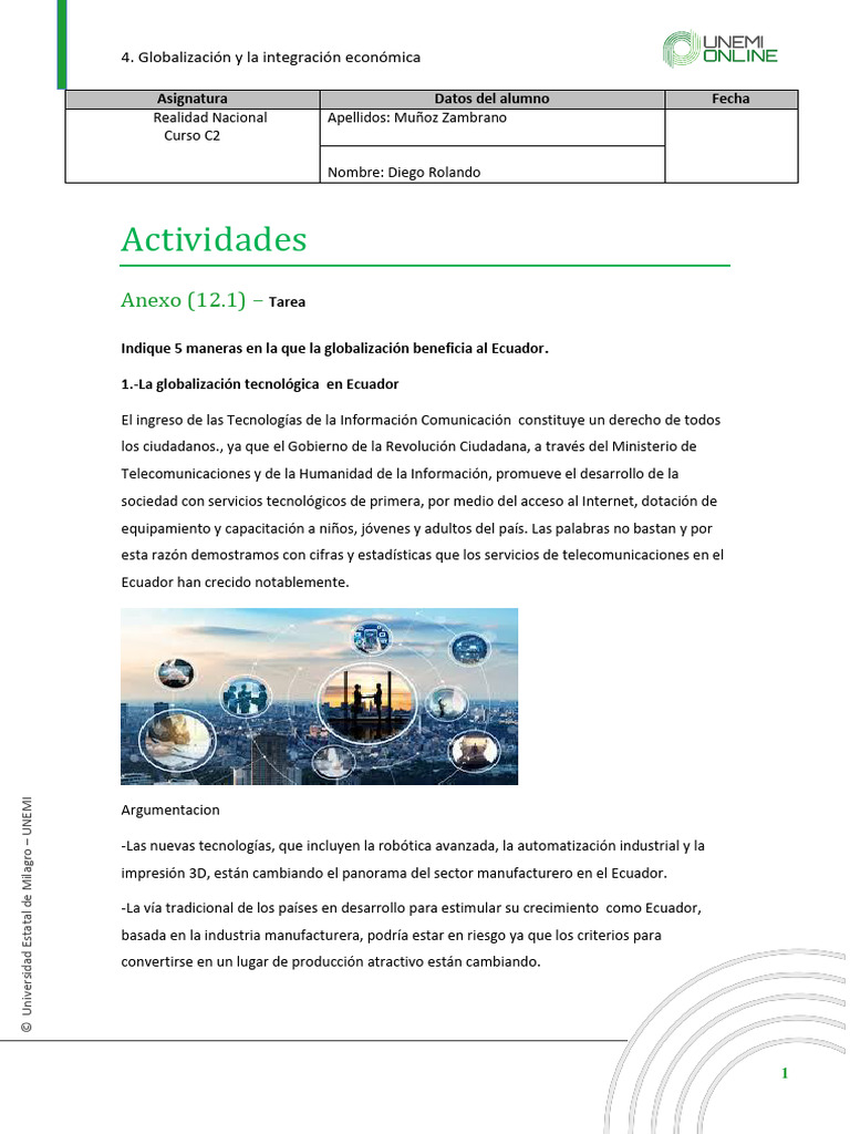 5 Beneficios de La Globalizacion en Ecuador Realidad Nacional | PDF