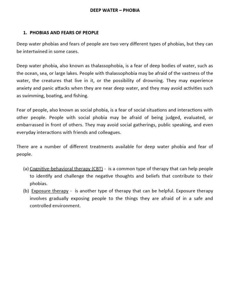 DEEP WATER - Phobia | PDF | Phobia | Social Anxiety Disorder