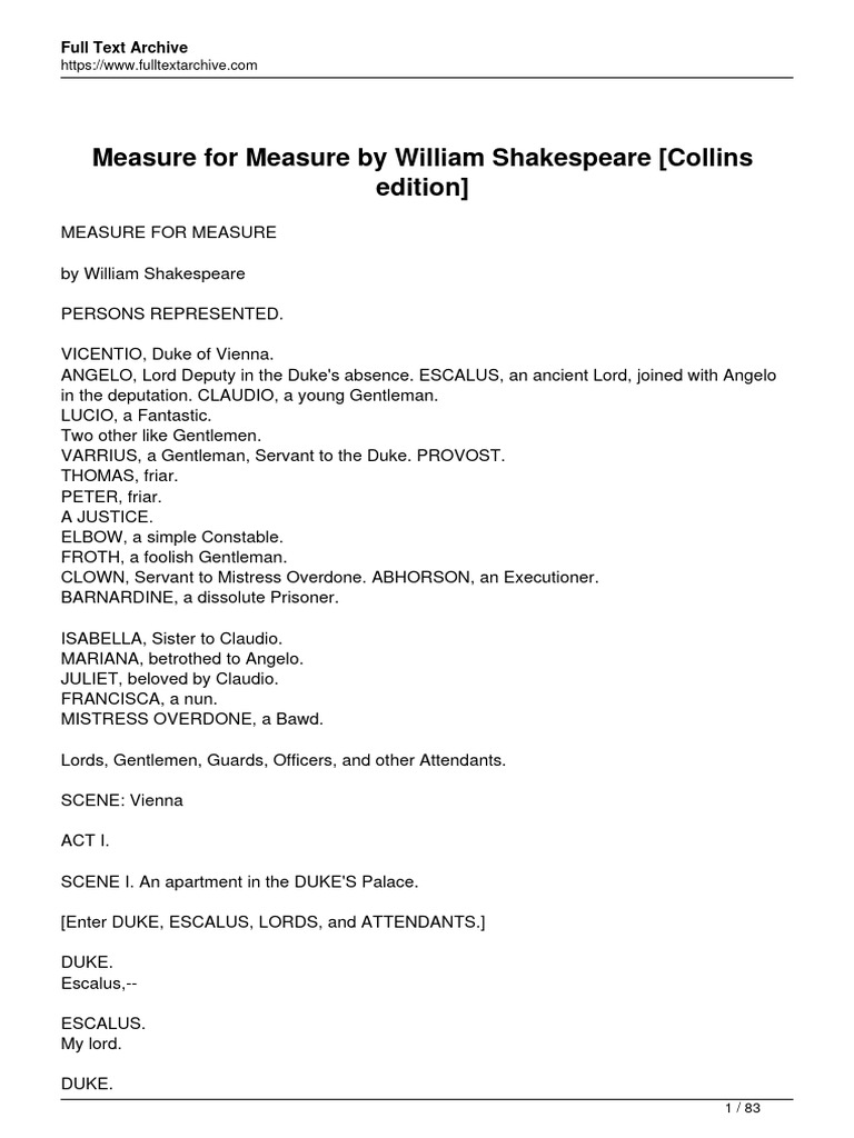 Measure for measure pdf