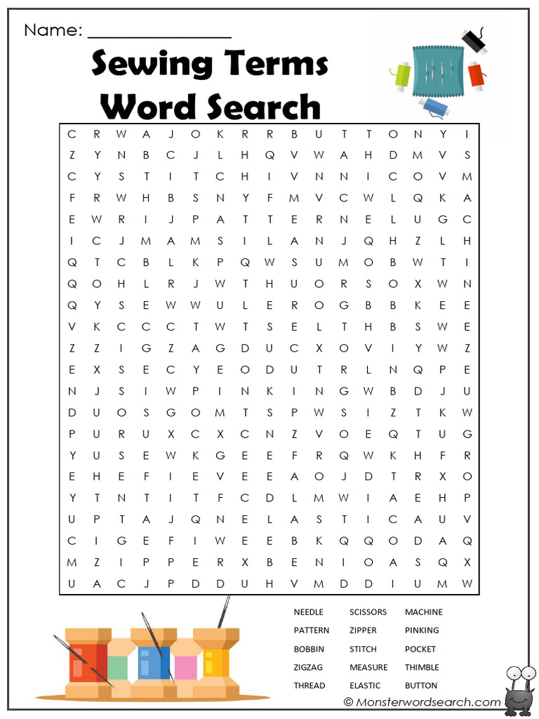 Sewing terms word search | pdf