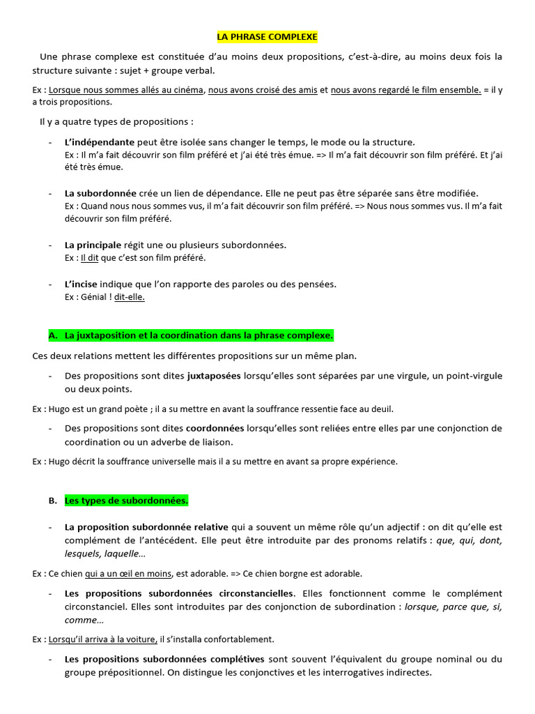 Comprendre la phrase complexe | PDF | Clause | Mécanique du langage