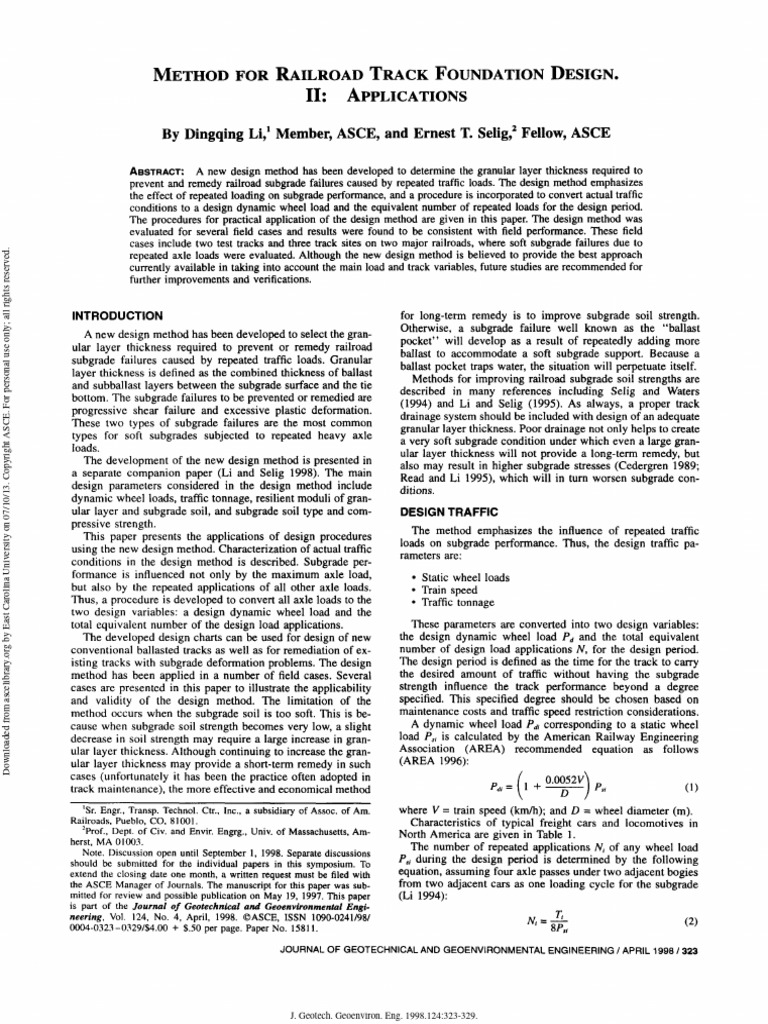 Method For Railroad Track Foundation Design. Applications by Dingqing