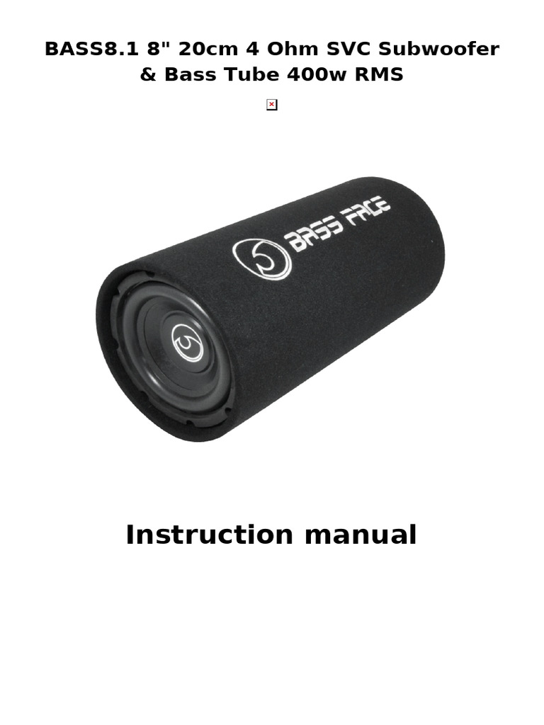 bass81820cm4ohmsvcsubwooferbasstube400wrmsmanual PDF