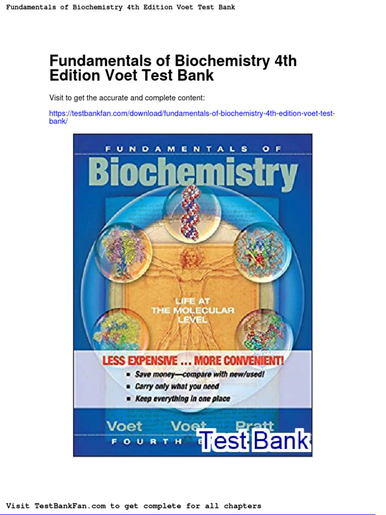 Full Download Fundamentals of Biochemistry 4th Edition Voet Test Bank