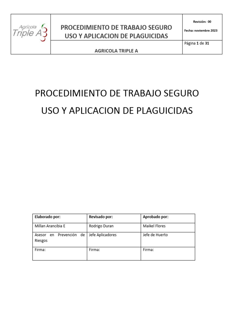 Seguridad en Uso de Plaguicidas | PDF | Pesticida | Plaga (organismo)