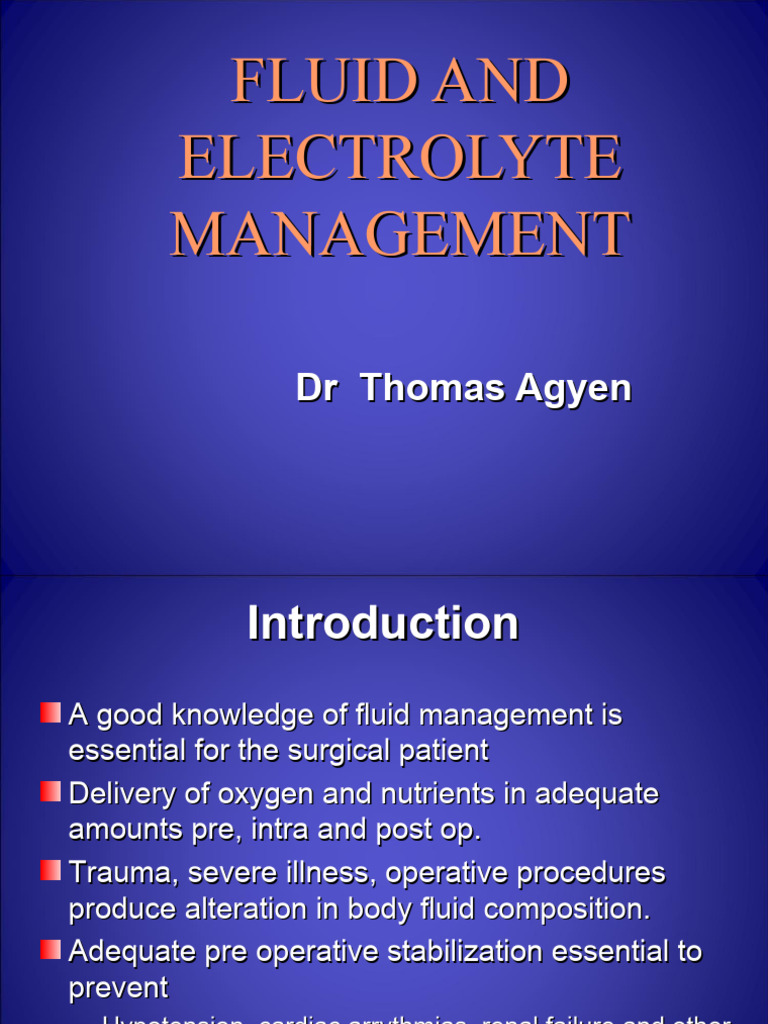 Fluid and Electrolyte Management Guide | PDF | Saline (Medicine ...