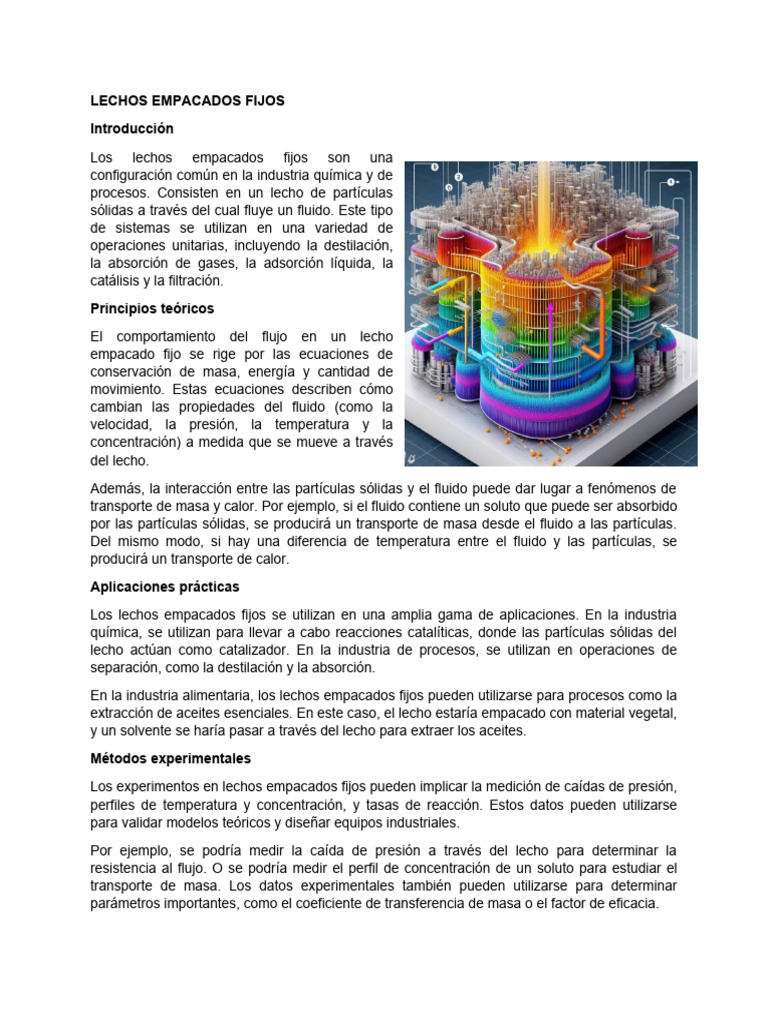 Lechos Empacados Fijos en Procesos Químicos | PDF | Catálisis ...