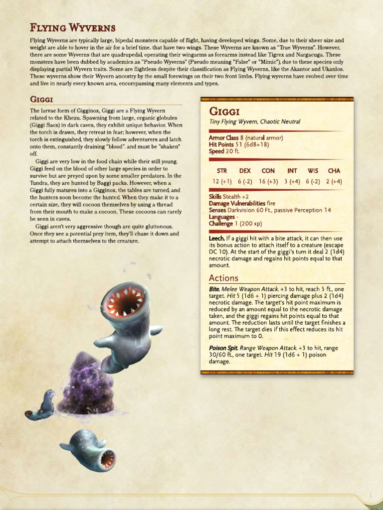 D&D 5e - Monster Hunter Flying Wyverns | PDF