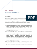 SA1 - Atividade 1 - Questões Discursivas