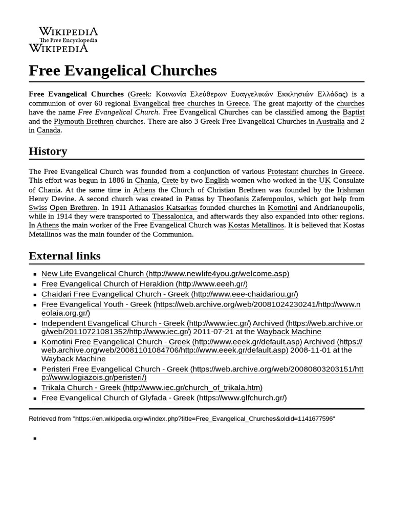 Free Evangelical Churches in Greece PDF
