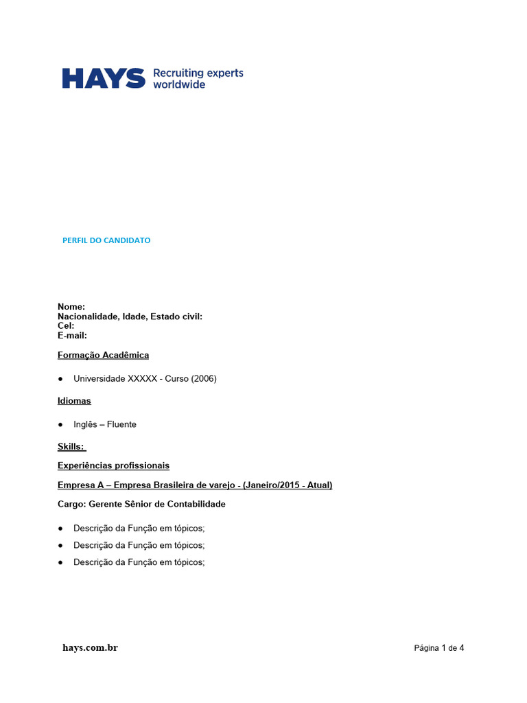 1 - MODELO - CV Hays PT | PDF