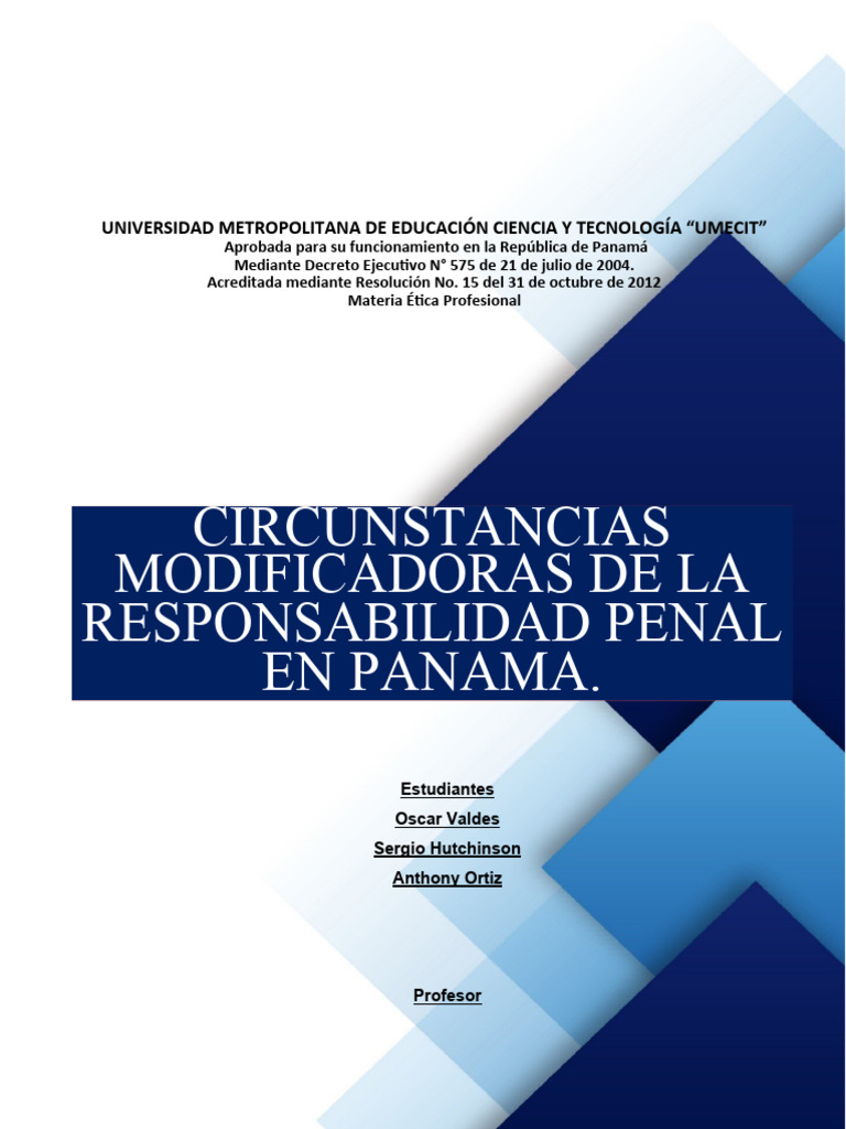 Circunstancias Modificadoras de La Responsabilidad Penal en Panama ...