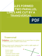 Angles Formed When Two Parallel Lines Are Cut by A Transversal