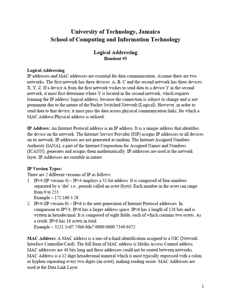 Unit+5+-+Logical+Addressing (1) | PDF | Ip Address | Computer Network