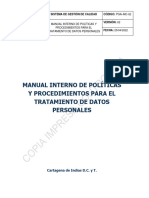 Manual Interno de Políticas y Procedimientos para El Tratamiento de Datos Personales
