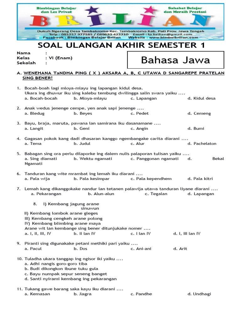 Persiapan Jitu Menghadapi UAS Bahasa Jawa Kelas 6 Semester 1: Panduan Lengkap dan Link Download Terbaru