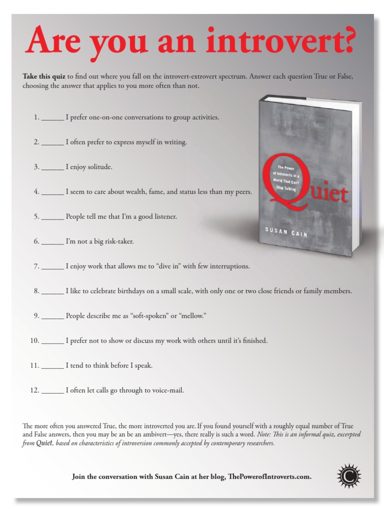 Introvert-Extrovert Spectrum Quiz | PDF | Extraversion And Introversion ...