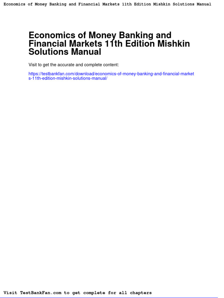 Full Download Economics of Money Banking and Financial Markets 11th
