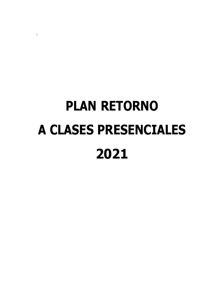 Plan de Retorno a Clases Presenciales 2021 | PDF | Evaluación | Aprendizaje