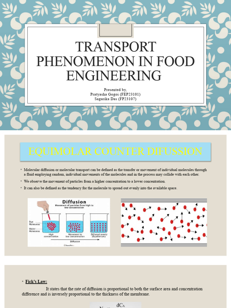 Transport Phenomena in Food Engineering | PDF | Diffusion | Cell Membrane