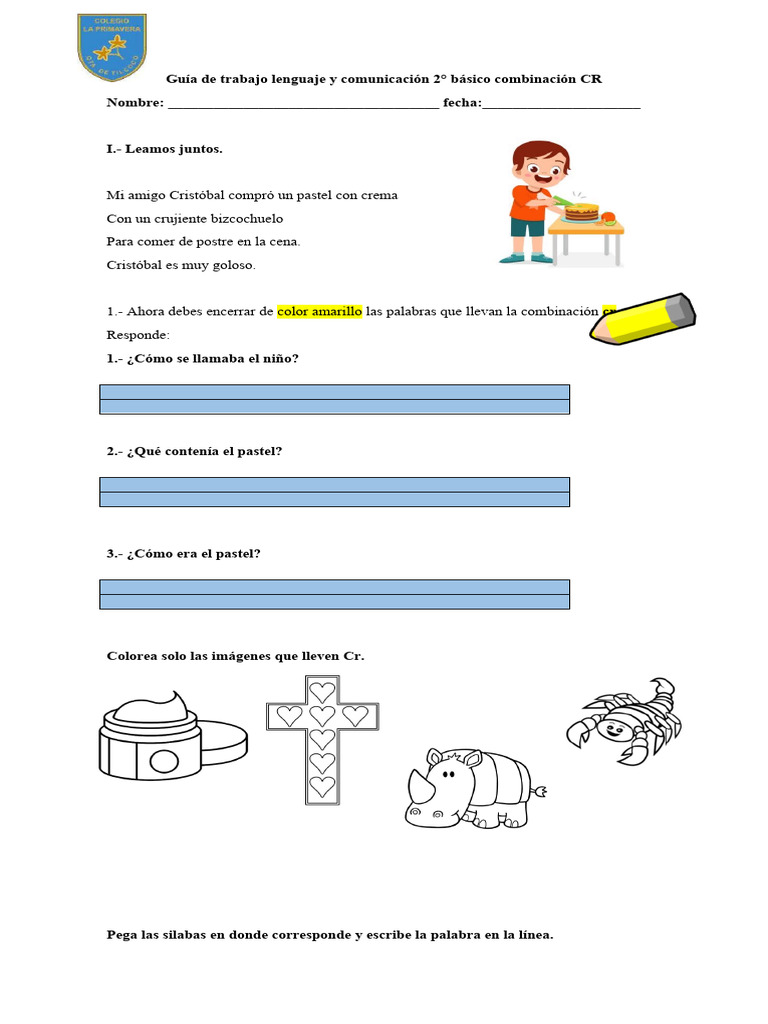 Guía de Comunicación 2° Básico | PDF | Artes del Lenguaje y ...