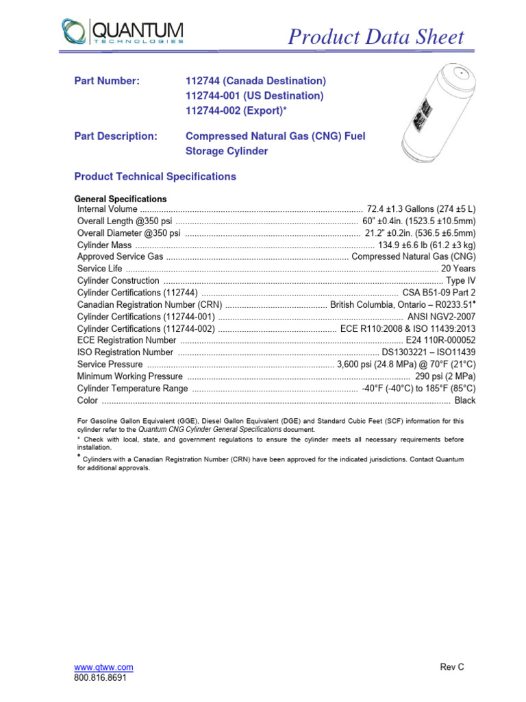 CNG Storage Cylinder Specifications | PDF | Valve | Mechanical Engineering