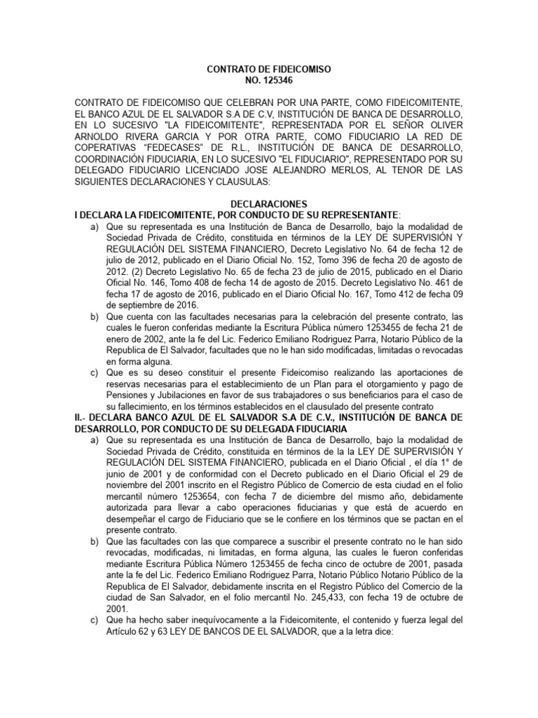 Contrato de Fideicomiso | PDF