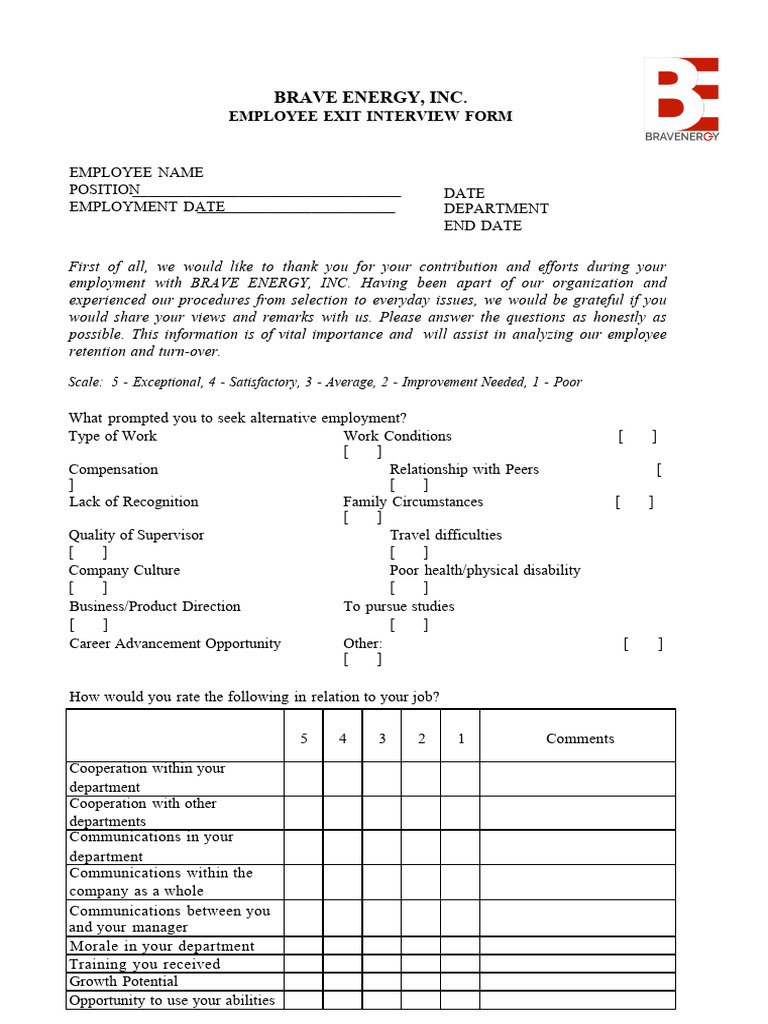 Employee Exit Form | PDF | Business | Self-Improvement