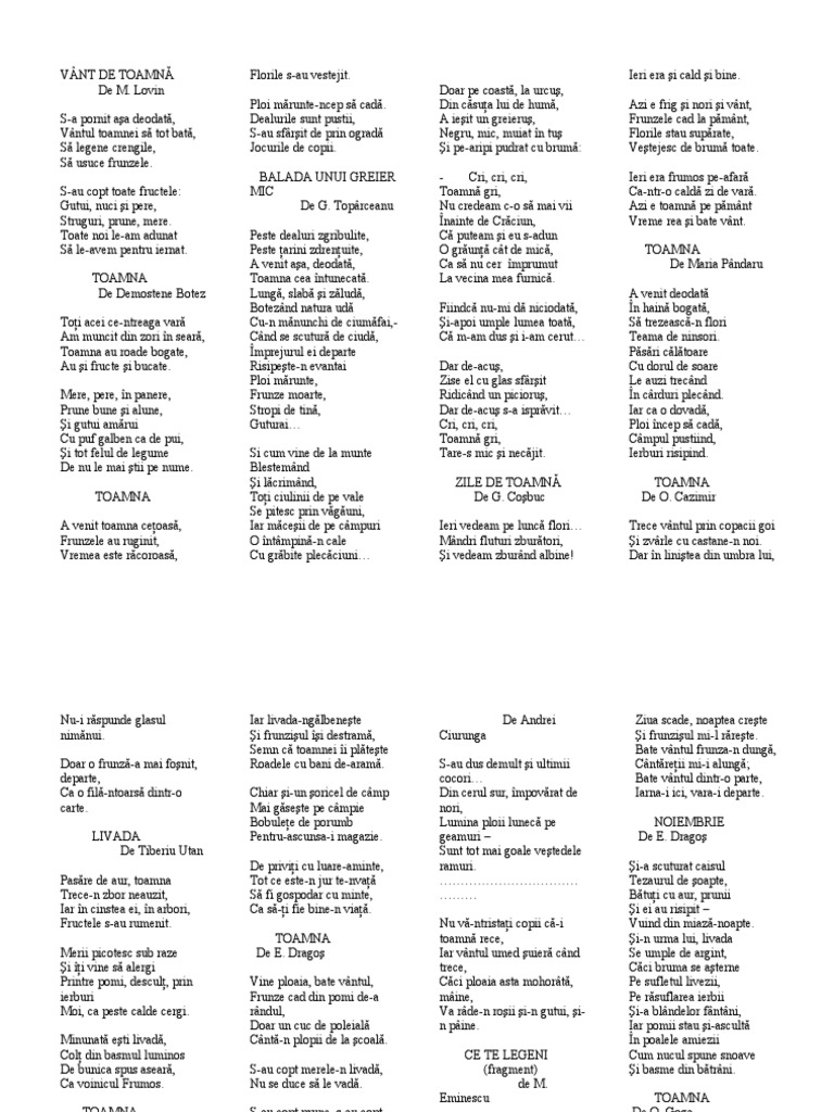 Poezii De Toamnă
