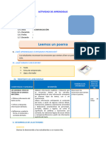 COMUNICACIÓN SESION DE REFUERZO Leemos Un Poema