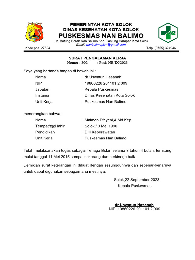 surat pengalaman bersama | PDF