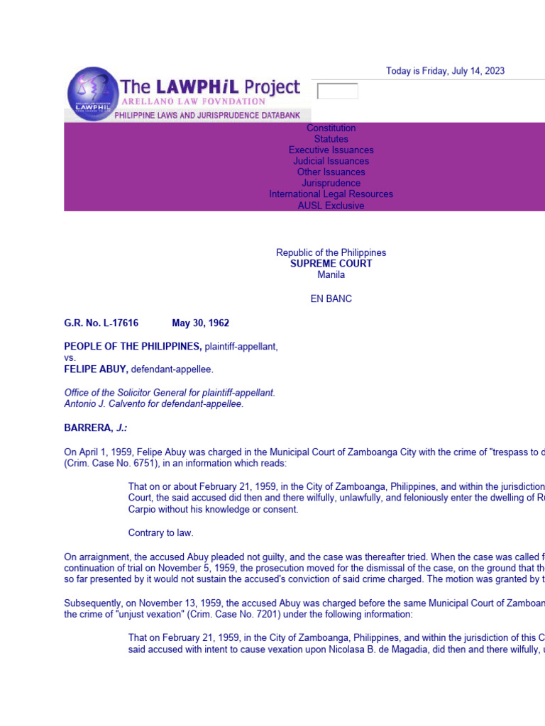 Supreme Court Ruling on Unjust Vexation Case | PDF | Statute Of ...