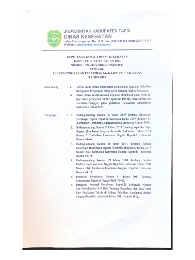 SK Pelatihan MP | PDF