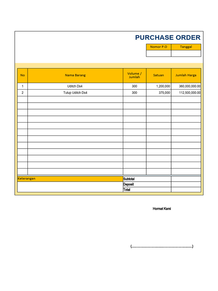 Purchase Order Tanpa Kop PDF