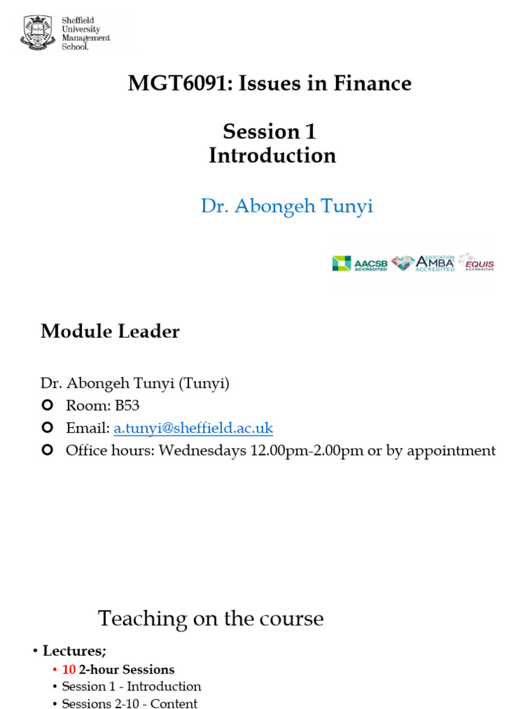 Session 1 Introduction | PDF | Diversification (Finance) | Financial Risk