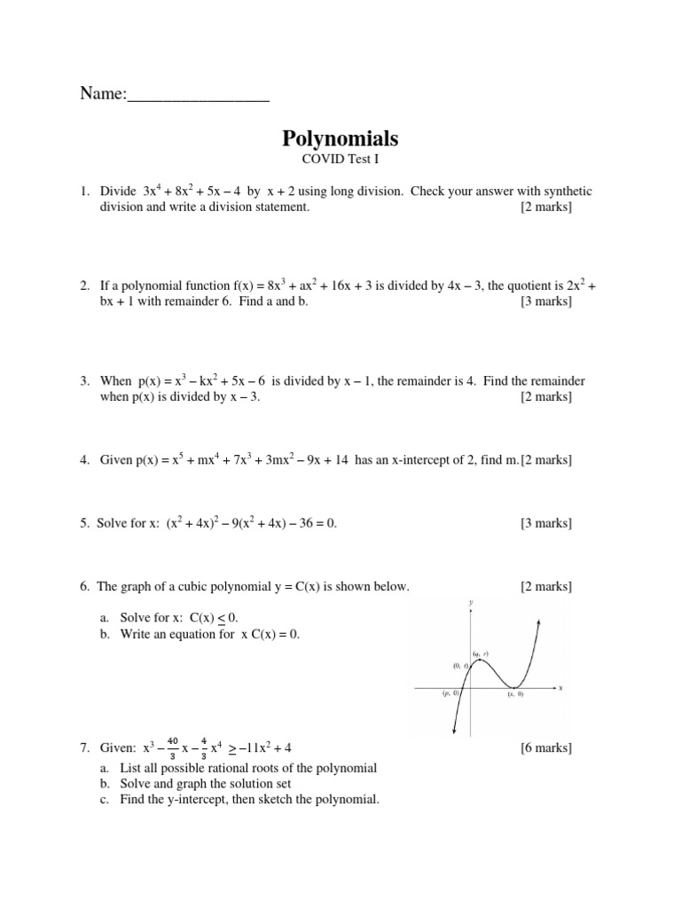 (5)Polynomials Test - Covid I (November 3, 2020) | PDF