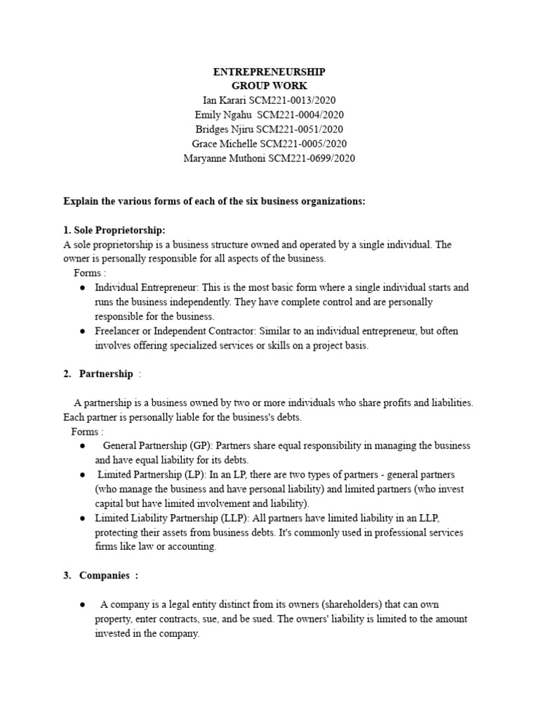 Business Structures in Kenya | PDF | Partnership | Business