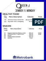 December 11, Monday: Healthy Food