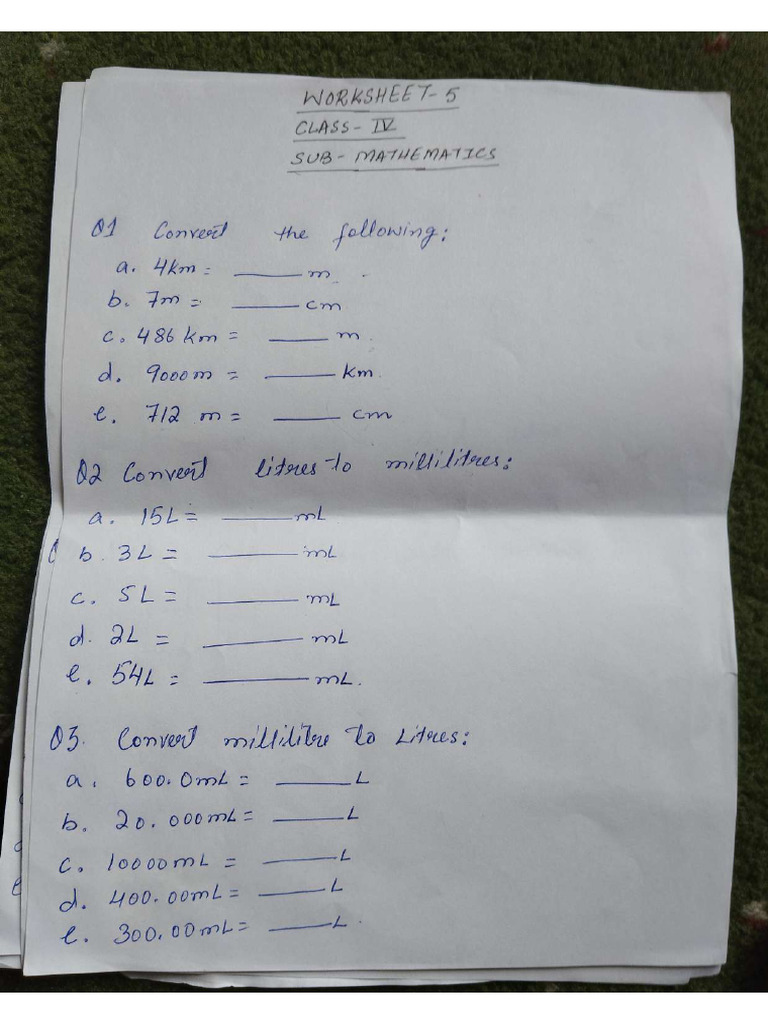 Class 4 math worksheet | PDF