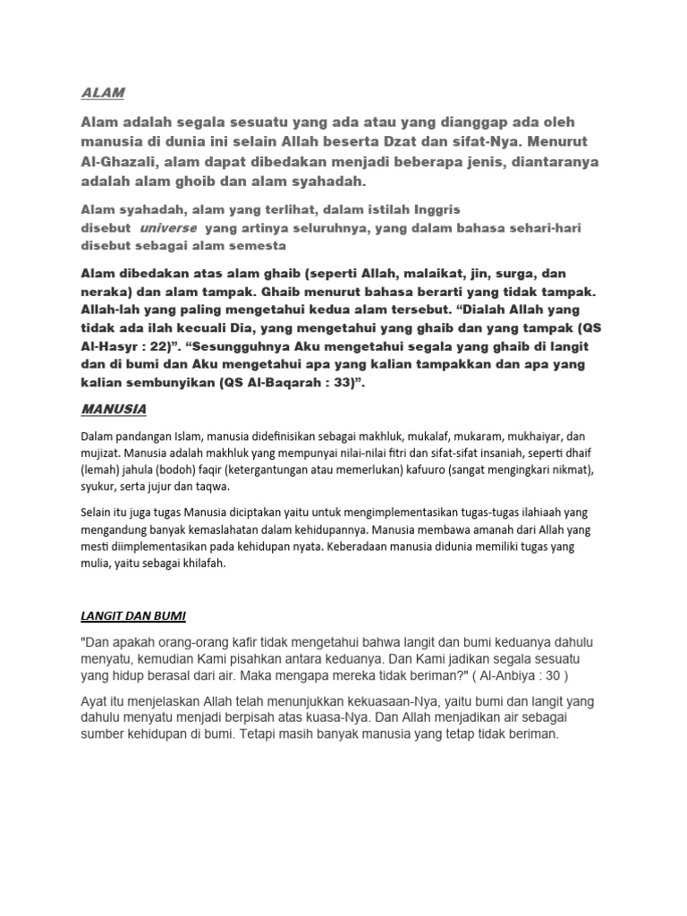 Alam Syahadah dan Manusia dalam Islam | PDF | Filsafat