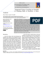 The Effect of STEM Integrated Science Learning On Scientific Literacy and Critical Thinking Skills of Students: A Meta-Analysis